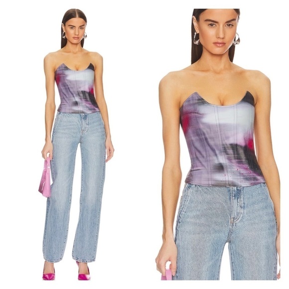 Miaou x Revolve Leia Strapless Corset Top Motion Pink NWT Size XS Bustier - Picture 3 of 16